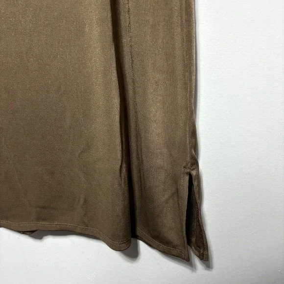 Chicos Tunic Womens M Tan Brown Cap Sleeve Oversized Stretch Knit Basic - Picture 4 of 8